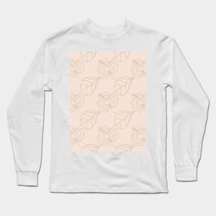 Brown contours of flowers and leaves on a beige background. Refined lines, plants, silhouettes Long Sleeve T-Shirt